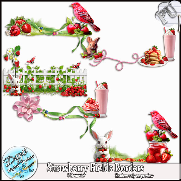 STRAWBERRY FIELDS BORDERS - TAGGER SIZE by Disyas - Click Image to Close